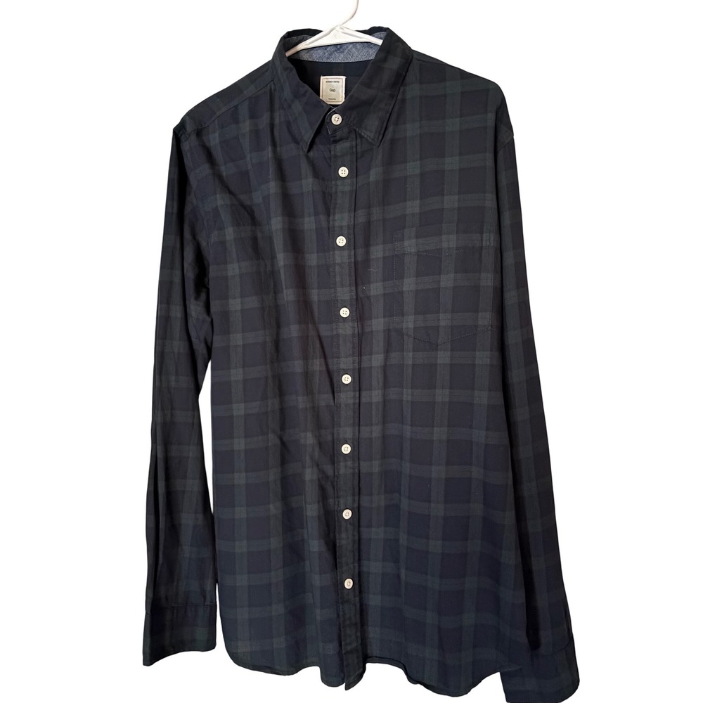 GAP‎ Designed & Crafted Men's XL Long Sleeve Green Plaid Button Down Shirt